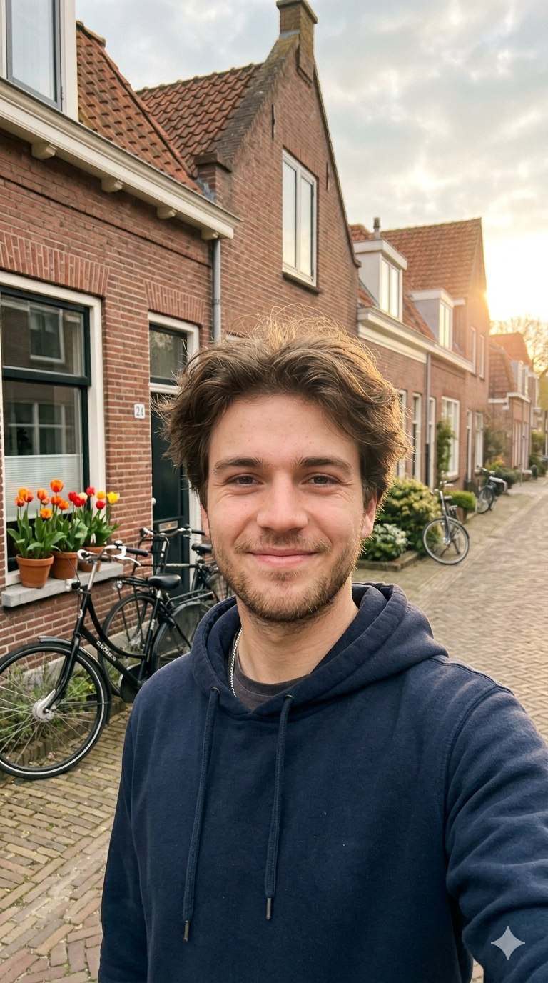 Sam's selfie in de Tulpenstraat